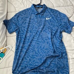 Nike Men's Blue Patterned Dri-FIT Polo